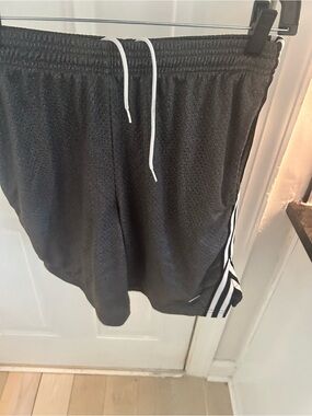 CHAMPION Men's Black Athletic Mesh Shorts with White Stripe